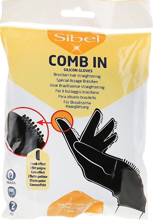 Rękawiczki silikonowe z włosiem, czarne - Sibel Comb In — Zdjęcie N1