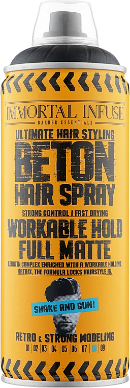 Matowy spray do stylizacji włosów - Immortal Infuse Beton Hair Spray Full Matte — Zdjęcie N1