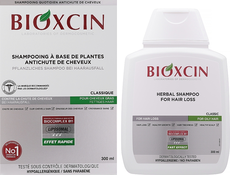 Szampon przeciw wypadaniu włosów przetłuszczających się - Bioxcin Classic Shampoo  — Zdjęcie N2