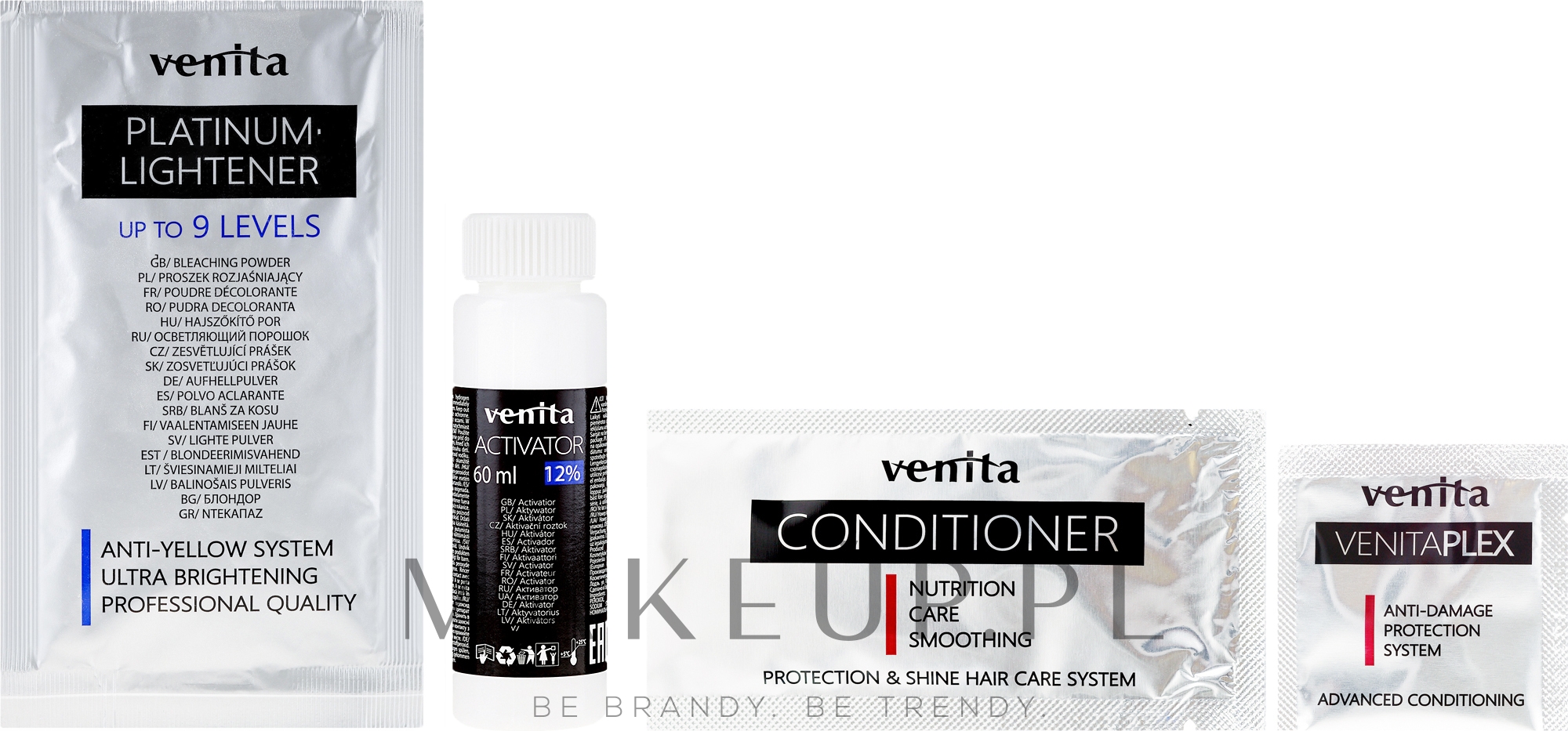 Rozjaśniacz do włosów o 9 tonów - Venita Plex Platinum Lightener — Zdjęcie 10.01 - Ash Blond