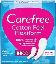 Wkładki higieniczne, 56 szt. - Carefree Cotton FlexiForm Unscented — Zdjęcie N2