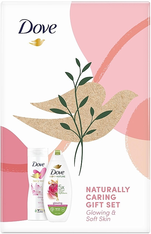 Zestaw - Dove Naturally Caring Gift Set (b/wash/250ml + b/lot/225ml) — Zdjęcie N1
