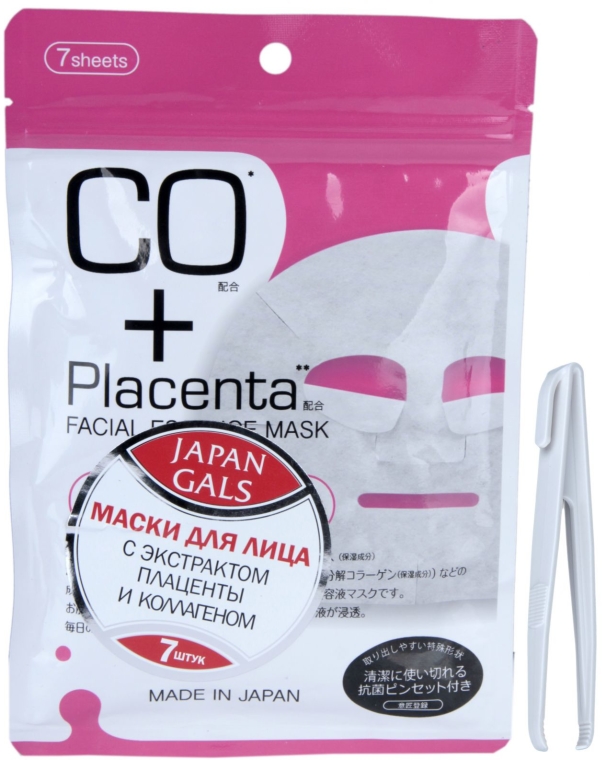 Maska do twarzy z ekstraktem z łożyska i kolagenem - Japan Gals CO Plus Placenta Facial Mask — Zdjęcie N1