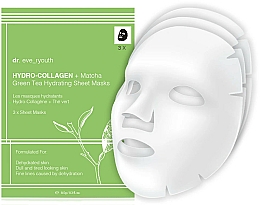 Kup Nawilżające maseczki w płachcie do twarzy, 3 szt. - Dr. Eve_Hydro-Collagen + Matcha Green Tea Hydrating Sheet Masks
