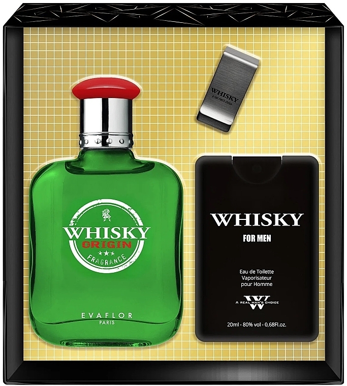 Evaflor Whisky Origin - Zestaw (edt 100 ml + edt 20 ml + money clip) — Zdjęcie N1