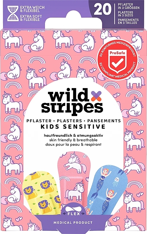 Zestaw plastrów dla dzieci, 20 szt. - Wild Stripes Plasters Kids Sensitive Fantasy — Zdjęcie N1