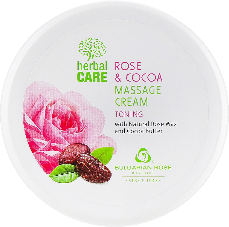 Tonizujący krem do masażu - Bulgarian Rose Herbal Care Rose & Cococa Massage Cream — Zdjęcie N1