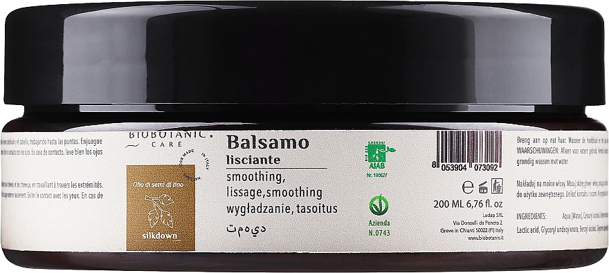 Wygładzający balsam do włosów z olejem lnianym - BioBotanic Silk Down Smoothing Balm — Zdjęcie N1