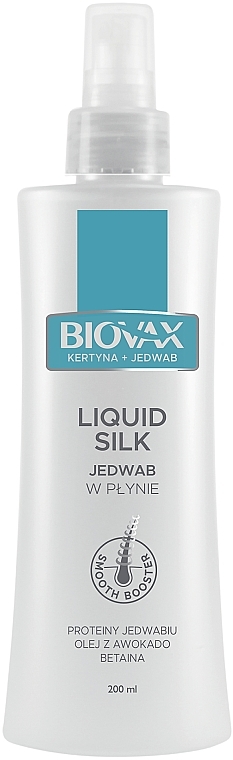 Jedwab w płynie z proteinami, olejem z awokado i betainą - Biovax Keratin + Silk Serum