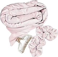 Zestaw do tworzenia loków, z wałkiem, gumkami i spinką do włosów, różowy - Yeye — Zdjęcie N1