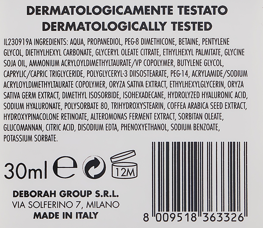 Przeciwstarzeniowe serum do twarzy - Deborah Milano Dermolab Anti-Aging Face Booster Serum — Zdjęcie N2