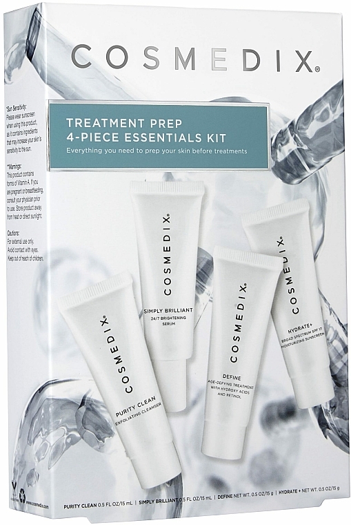 Zestaw - Cosmedix Treatment Prep 4-Piece Essential Kit (f/cr 15 ml + f/ser 15 ml + f/ser 15 ml + f/cleanser 15 ml) — Zdjęcie N1