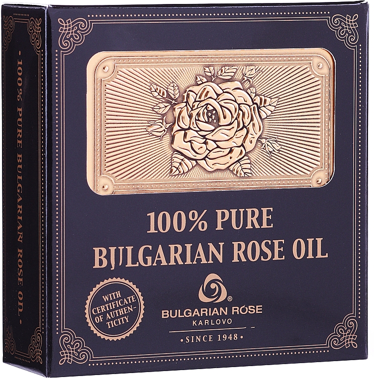 Naturalny olejek różany w drewnianym pudełku - Bulgarian Rose Oil — Zdjęcie N1
