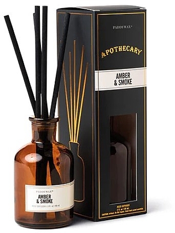 Dyfuzor zapachowy - Paddywax Apothecary Glass Reed Diffuser Amber & Smoke — Zdjęcie N1
