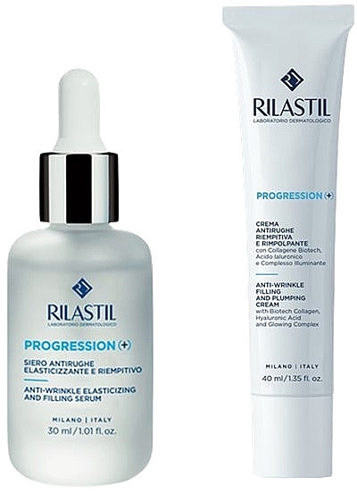 Zestaw - Rilastil Progression(+) Rutina Well-Aging E Iluminadora (serum/30ml + cream/40ml) — Zdjęcie N3