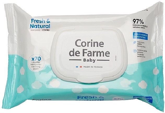 Chusteczki dla niemowląt, 70 szt. - Corine de Farme Baby Bio Fresh And Natural — Zdjęcie N1