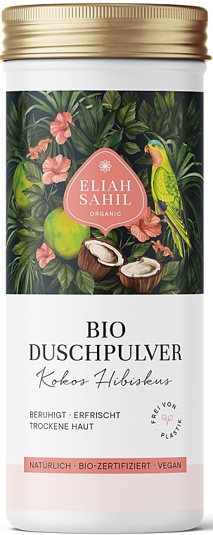 Oczyszczający puder pod prysznic Kokos i hibiskus - Eliah Sahil Organic Shower Powder Coconut Hibiscus — Zdjęcie N1