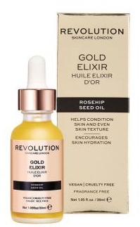 Eliksir do twarzy z olejem z dzikiej róży - Makeup Revolution Rosehip Seed Oil Gold Elixir — Zdjęcie N1