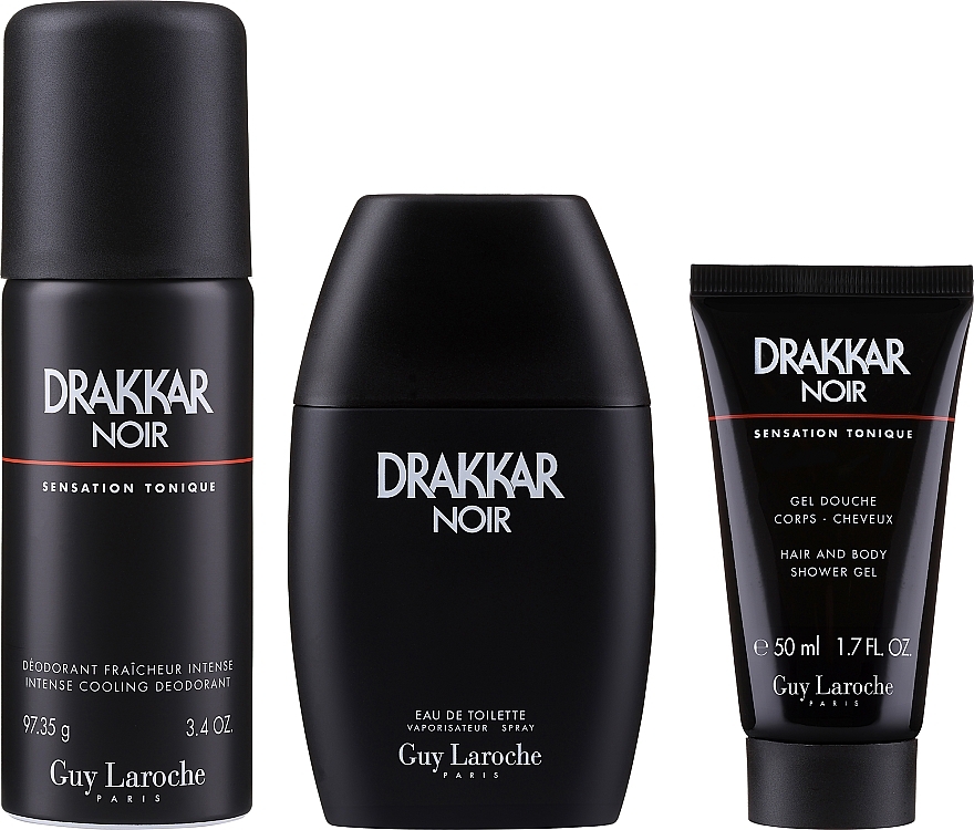 PRZECENA! Guy Laroche Drakkar Noir - Zestaw (edt/100ml+sh/żel/50ml+deo/150ml) * — Zdjęcie N2