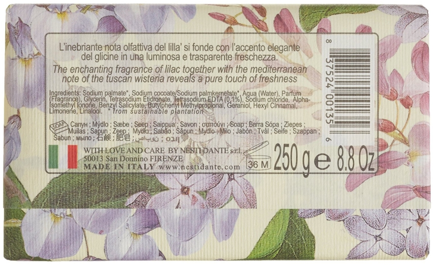 Naturalne mydło w kostce Toskańska wisteria i lilak - Nesti Dante Romantica — Zdjęcie N2