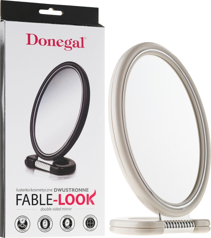 Dwustronne lusterko kosmetyczne, 9503, białe - Donegal Mirror — Zdjęcie N1