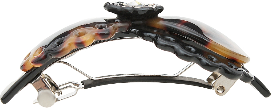 Automatyczna spinka do włosów Ażurowa kokarda, 1181, czarny panterka - Elita — Zdjęcie N2