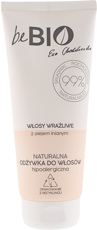 WYPRZEDAŻ Naturalna hipoalergiczna odżywka do włosów wrażliwych z olejem lnianym - BeBio Natural Conditioner For Sensitive Hair Hypoallergenic * — Zdjęcie N1