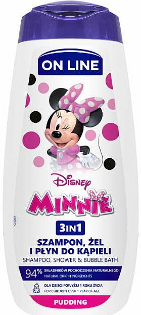 Szampon, żel i płyn do kąpieli 3 w 1 dla dzieci Pudding - On Line Kids Disney Minnie  — Zdjęcie N1