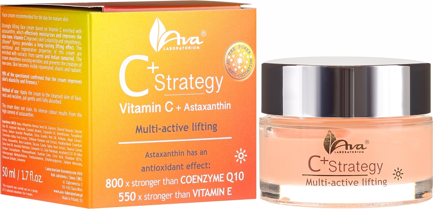 Krem do twarzy z witaminą C Multiaktywny lifting - Ava Laboratorium C+ Strategy 