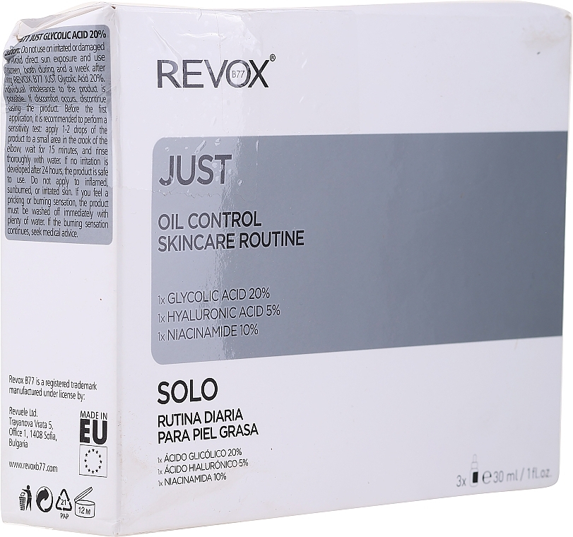 PRZECENA!  Zestaw - Revox Just Oil Control Skincare Routine (f/serum/3x30ml) * — Zdjęcie N4
