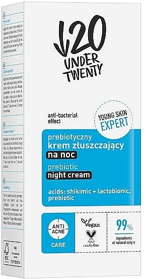Probiotyczny złuszczający krem na noc - Under Twenty Anti! Acne Prebiotic Night Cream — Zdjęcie N2