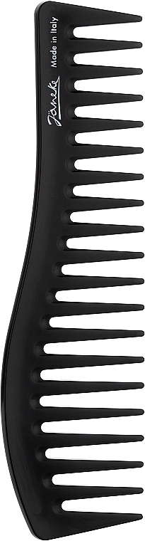 Grzebień falisty do nakładania żelu, 18 cm, czarny - Janeke Professional Wavy Comb For Gel Application — Zdjęcie N1