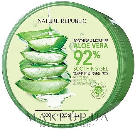 Kojący żel aloesowy do twarzy i ciała - Nature Republic Soothing & Moisture Aloe Vera 92% Soothing Gel — Zdjęcie N1