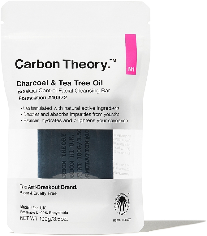 Oczyszczające mydło węglowe do skóry problematycznej - Carbon Theory Facial Cleansing Bar — Zdjęcie N1