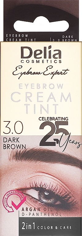 Krem do koloryzacji brwi (ciemny brąz) - Delia Brow Dye Cameleo Pro Green Dark Brown 3.0 — Zdjęcie N1