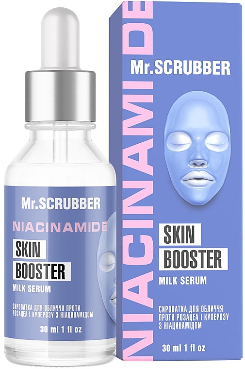 Serum do twarzy przeciw trądzikowi różowatemu i kuperozie z niacynamidem - Mr.Scrubber Face ID. Niacinamide Skin Booster Milk Serum — Zdjęcie N1