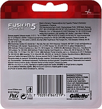 Wymienne wkłady do maszynki, 4 szt. - Gillette Fusion Power — Zdjęcie N4