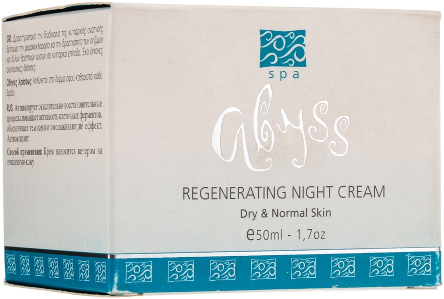 Regenerujący krem na noc z kwasem hialuronowym i olejami arganowym i tsubaki - Spa Abyss Regenerating Night Cream — Zdjęcie N3