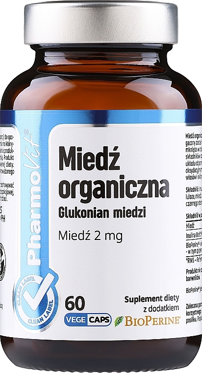 Suplement diety Miedź organiczna 60 szt. - Pharmovit Clean Label — Zdjęcie N1