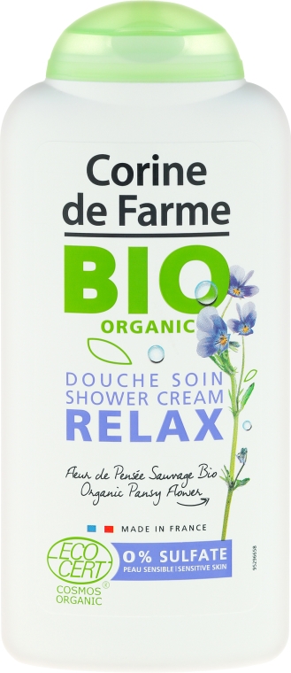 Organiczny żel pod prysznic z ekstraktem z dzikiego bratka - Corine De Farme Bio Relax Shower Cream — фото N1