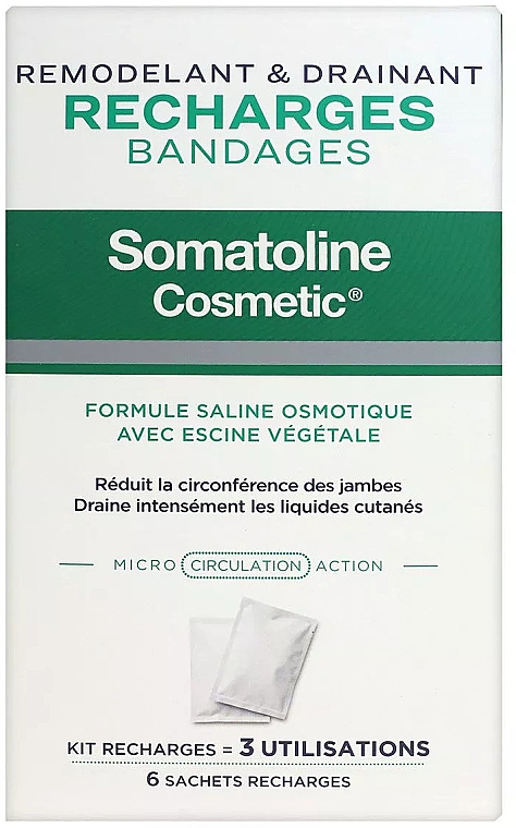 Bandaże na nogi - Somatoline Cosmetic Remodelant & Drainant 6 Recharges Bandage — Zdjęcie N1