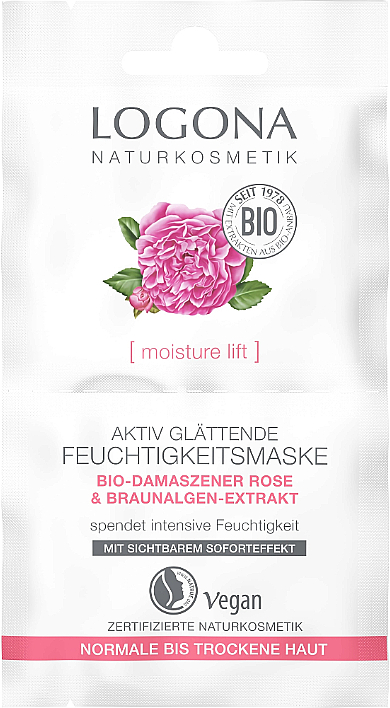 Nawilżająca maska do twarzy z organiczną różą - Logona Moisture Lift Active Smoothing Moisture Mask — Zdjęcie N1