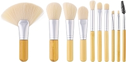 Zestaw pędzli do makijażu Bamboo White 10szt + kosmetyczka - Tools For Beauty — Zdjęcie N1