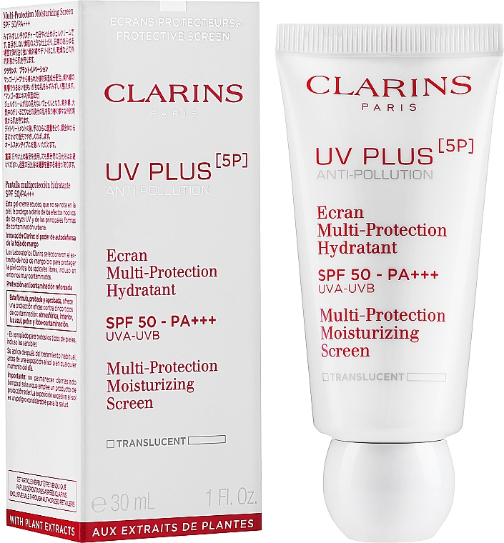 Nawilżająco-ochronny fluid do twarzy SPF 50 - Clarins Uv Plus [5p] Multi-protection Moisturizing Screen SPF 50-PA+++