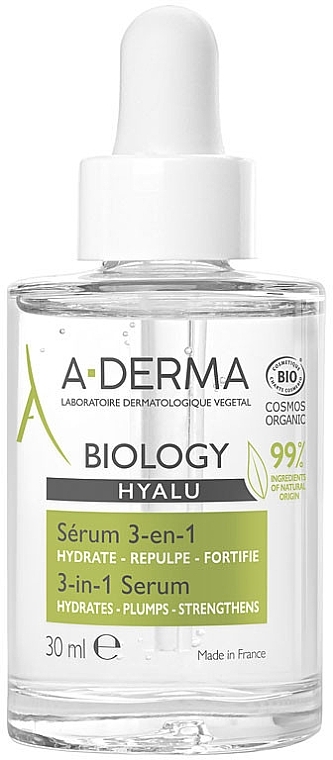 Nawilżające serum regenerujące do twarzy - A-Derma Biology Biology Hyalu Serum 3-in-1 — Zdjęcie N1