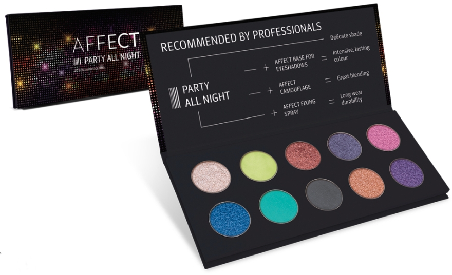 Paletka prasowanych cieni do powiek - Affect Cosmetics Party All Night Eyeshadow Palette — Zdjęcie N1