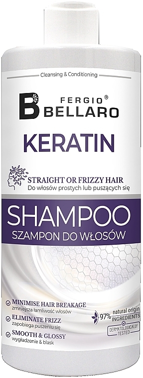 Szampon do włosów prostych i kręconych z keratyną - Fergio Bellaro Keratin Straight Or Frizzy Hair Shampoo — Zdjęcie N1
