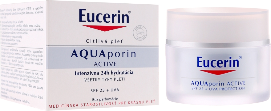 Krem do twarzy - Eucerin AquaPorin Active Deep Long-lasting Hydration For All Skin Types SPF 25 + UVA