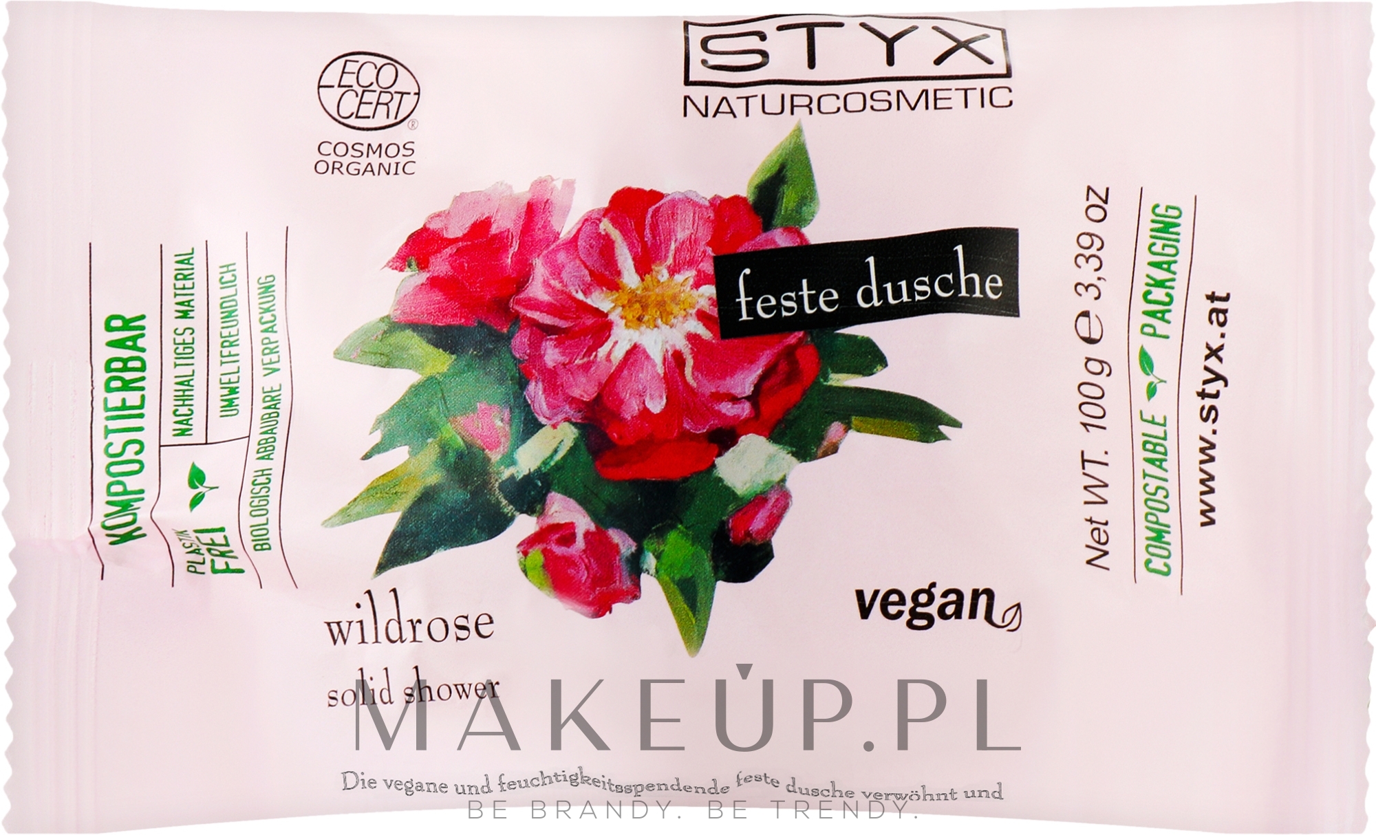 Mydło pod prysznic w kostce z dziką różą - Styx Naturcosmetic Wild Rose Solid Shower  — Zdjęcie 100 g
