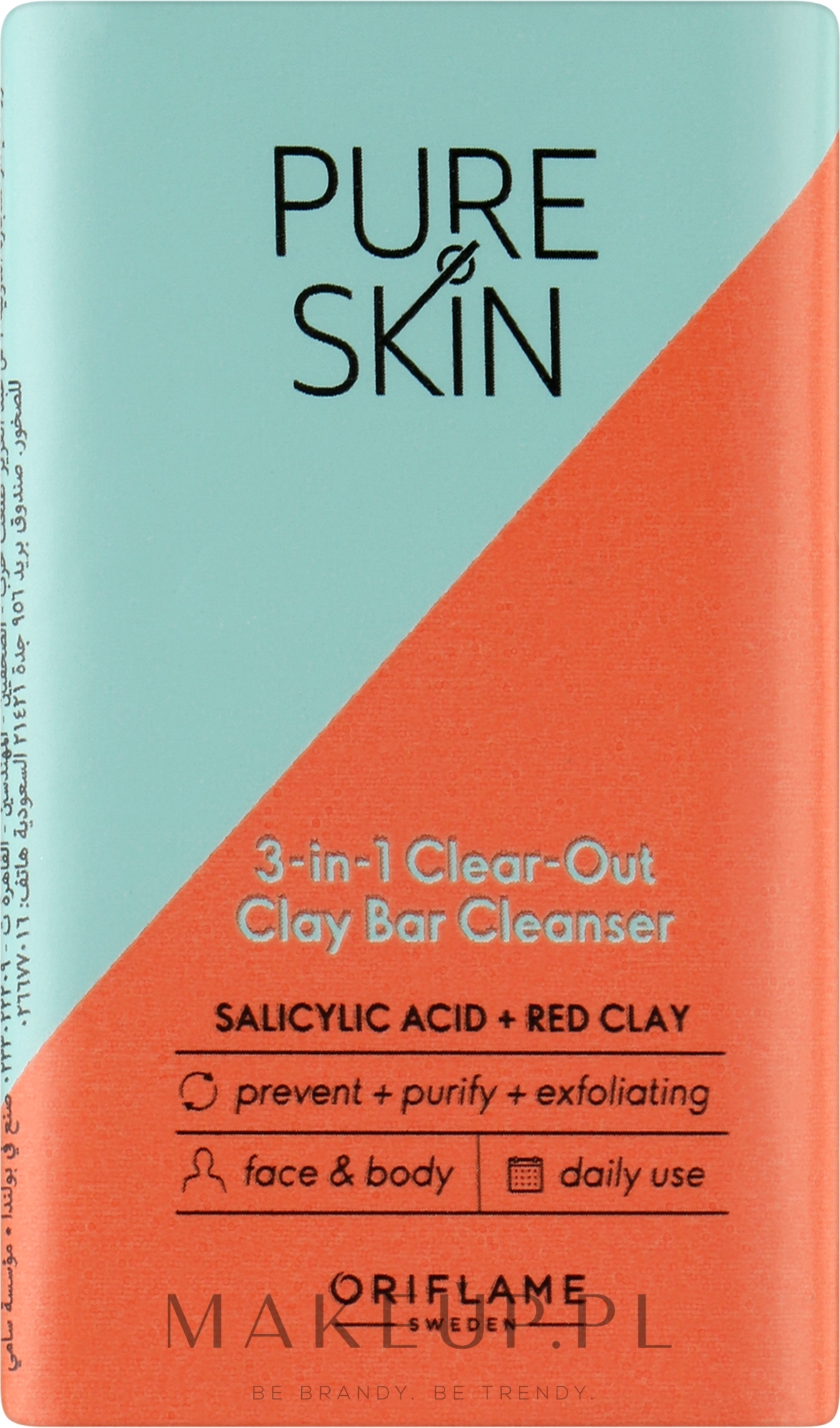 Mydło do twarzy i ciała - Oriflame Pure Skin 3 In 1 Clear Out Clay Bar Cleanser — Zdjęcie 75 g